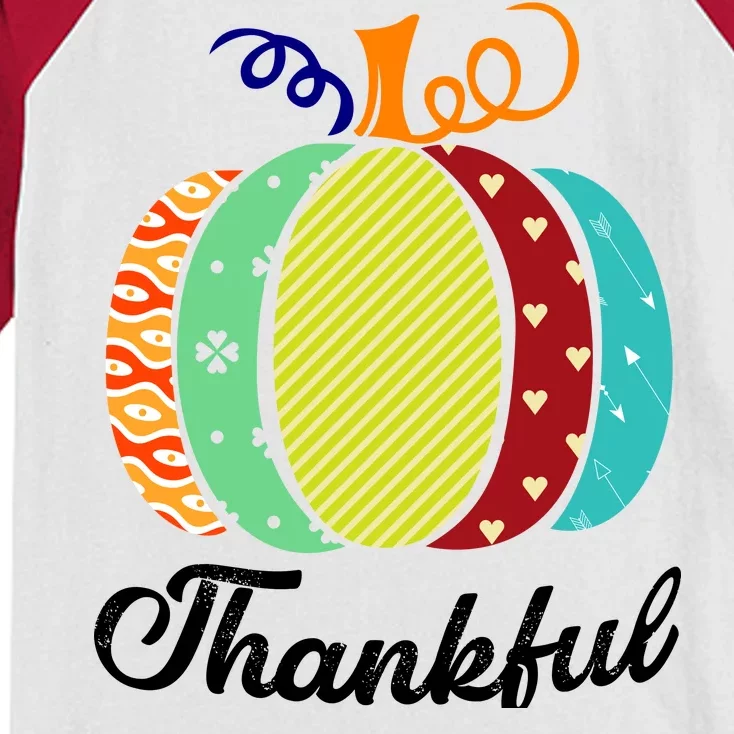 Thankful Floral Pumpkin Kids Colorblock Raglan Jersey