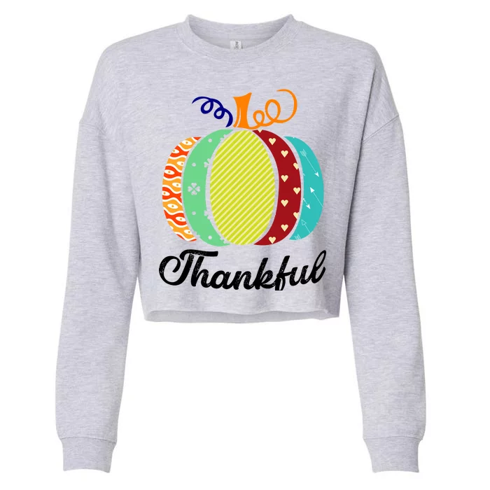 Thankful Floral Pumpkin Cropped Pullover Crew