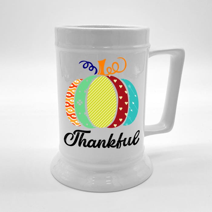 Thankful Floral Pumpkin Front & Back Beer Stein