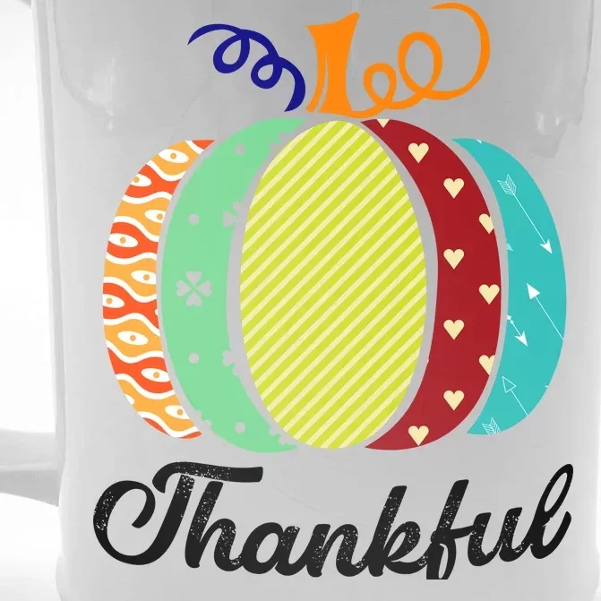 Thankful Floral Pumpkin Front & Back Beer Stein