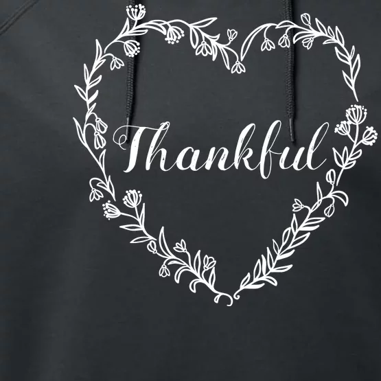 Thankful Floral Wreath Performance Fleece Hoodie