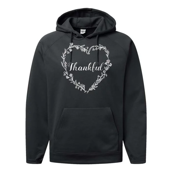 Thankful Floral Wreath Performance Fleece Hoodie