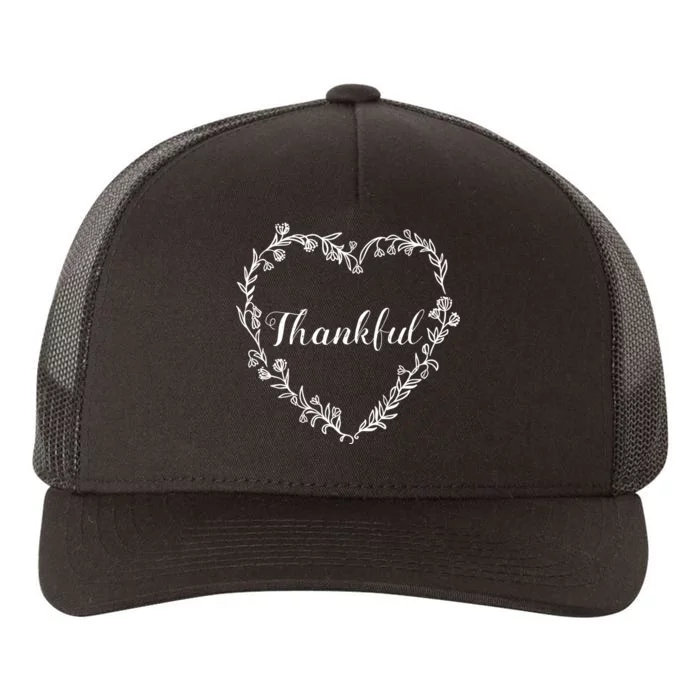 Thankful Floral Wreath Yupoong Adult 5-Panel Trucker Hat