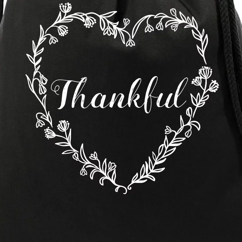 Thankful Floral Wreath Drawstring Bag