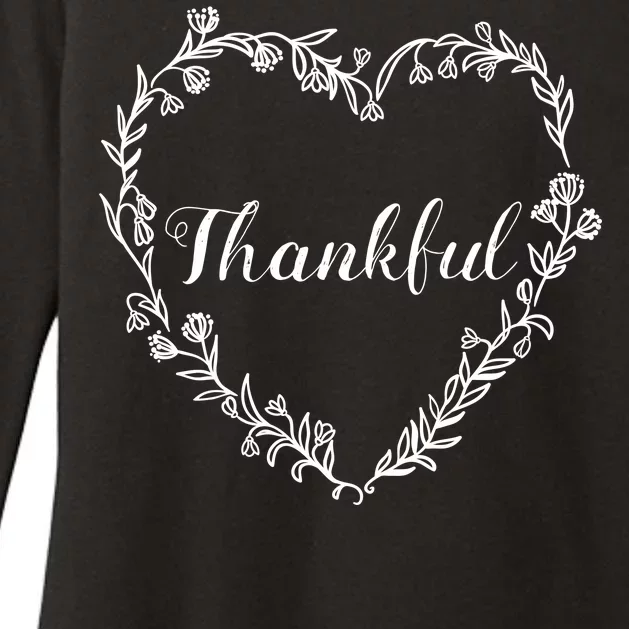 Thankful Floral Wreath Womens CVC Long Sleeve Shirt