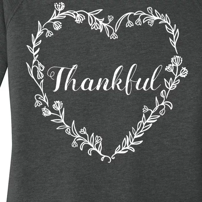 Thankful Floral Wreath Women's Perfect Tri Tunic Long Sleeve Shirt