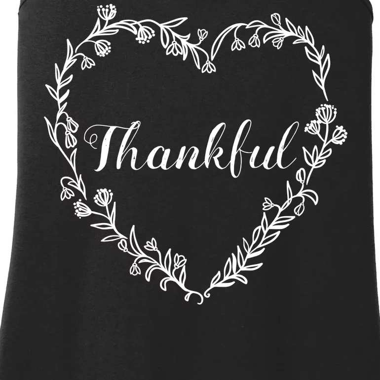 Thankful Floral Wreath Ladies Essential Tank