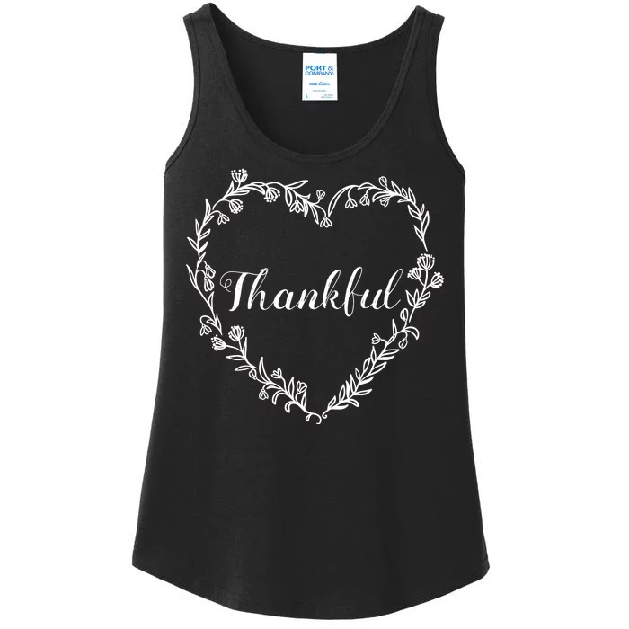 Thankful Floral Wreath Ladies Essential Tank