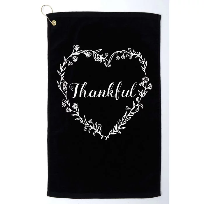 Thankful Floral Wreath Platinum Collection Golf Towel