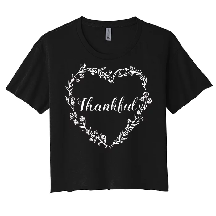 Thankful Floral Wreath Women's Crop Top Tee