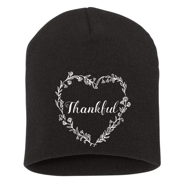 Thankful Floral Wreath Short Acrylic Beanie