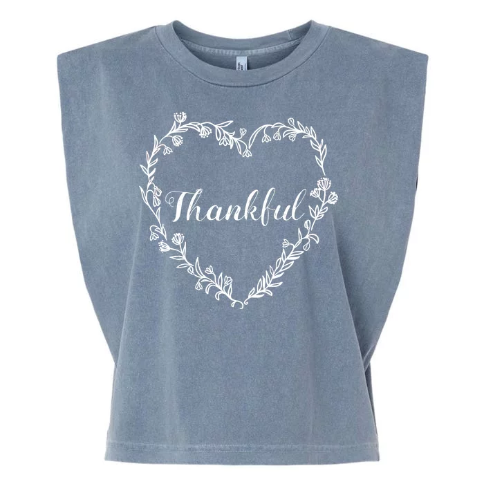 Thankful Floral Wreath Garment-Dyed Women's Muscle Tee