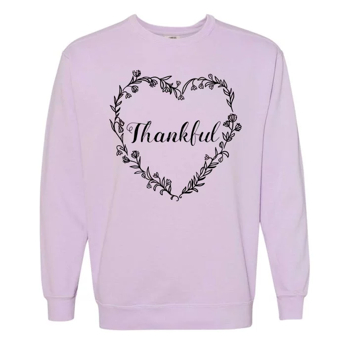 Thankful Floral Wreath Garment-Dyed Sweatshirt