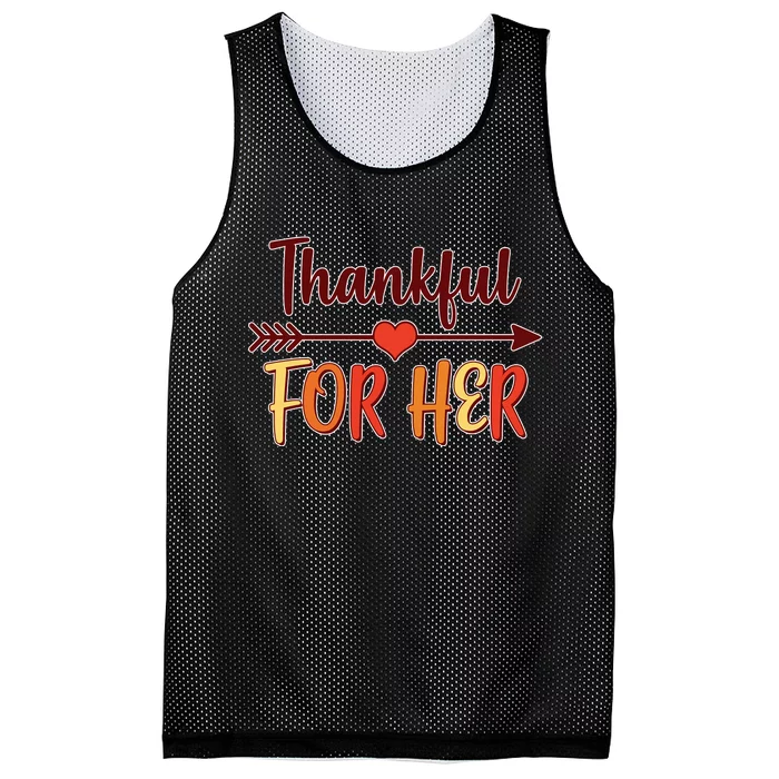 Thankful For Her Matching Thanksgiving Mesh Reversible Basketball Jersey Tank