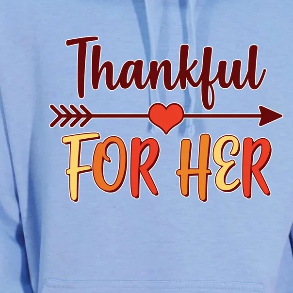 Thankful For Her Matching Thanksgiving Unisex Surf Hoodie