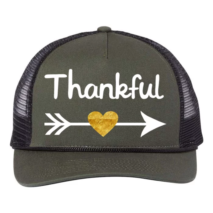 Thankful Golden Heart Retro Rope Trucker Hat Cap