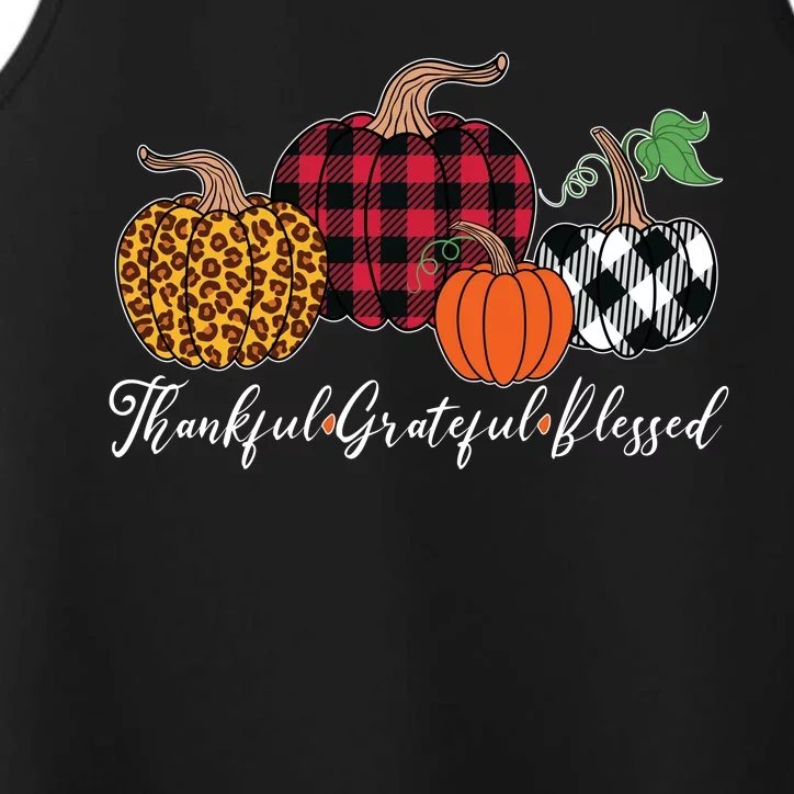 Thankful Grateful Blessed Fashion Buffalo Plaid Leopard Performance Tank