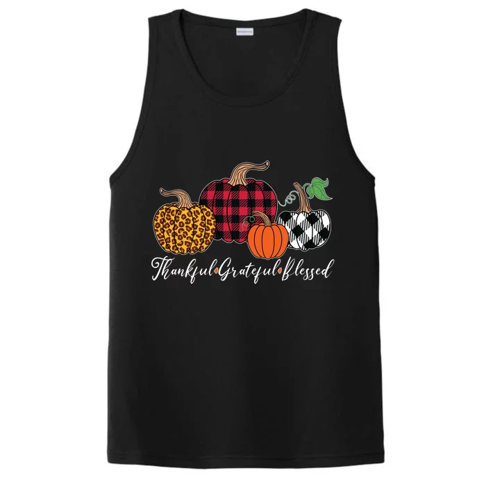 Thankful Grateful Blessed Fashion Buffalo Plaid Leopard Performance Tank