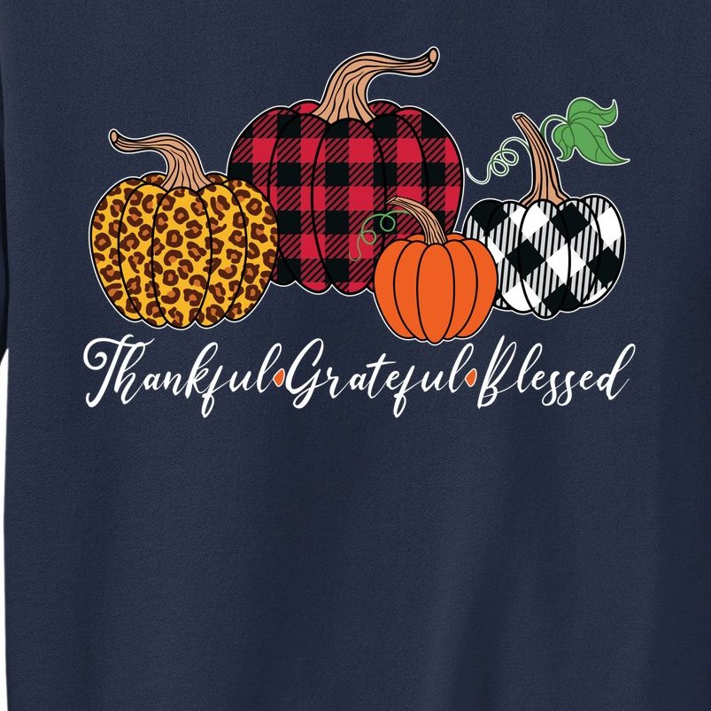 Thankful Grateful Blessed Fashion Buffalo Plaid Leopard Sweatshirt