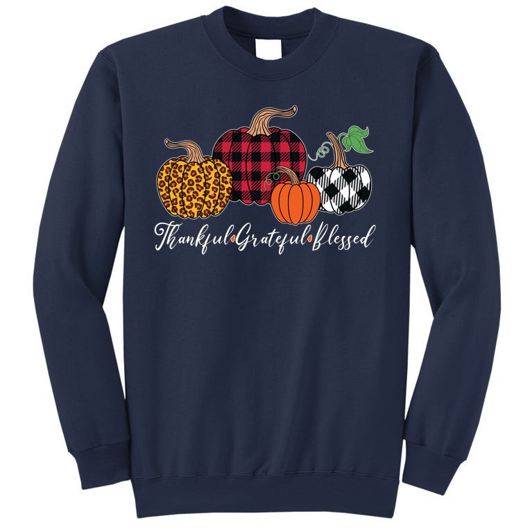 Thankful Grateful Blessed Fashion Buffalo Plaid Leopard Sweatshirt