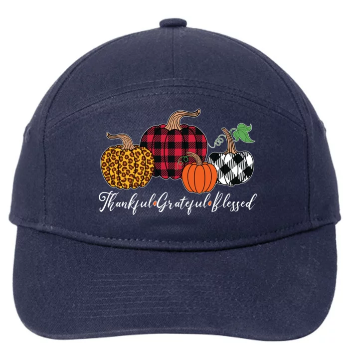 Thankful Grateful Blessed Fashion Buffalo Plaid Leopard 7-Panel Snapback Hat