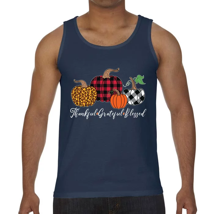 Thankful Grateful Blessed Fashion Buffalo Plaid Leopard Comfort Colors® Tank Top