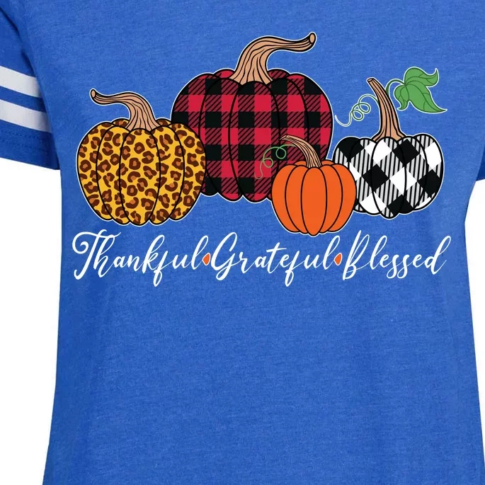 Thankful Grateful Blessed Fashion Buffalo Plaid Leopard Enza Ladies Jersey Football T-Shirt