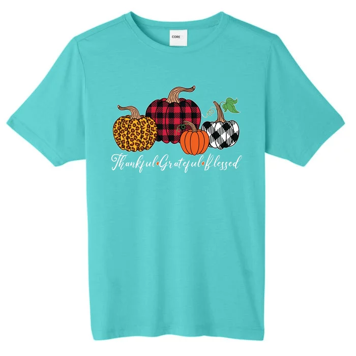 Thankful Grateful Blessed Fashion Buffalo Plaid Leopard ChromaSoft Performance T-Shirt