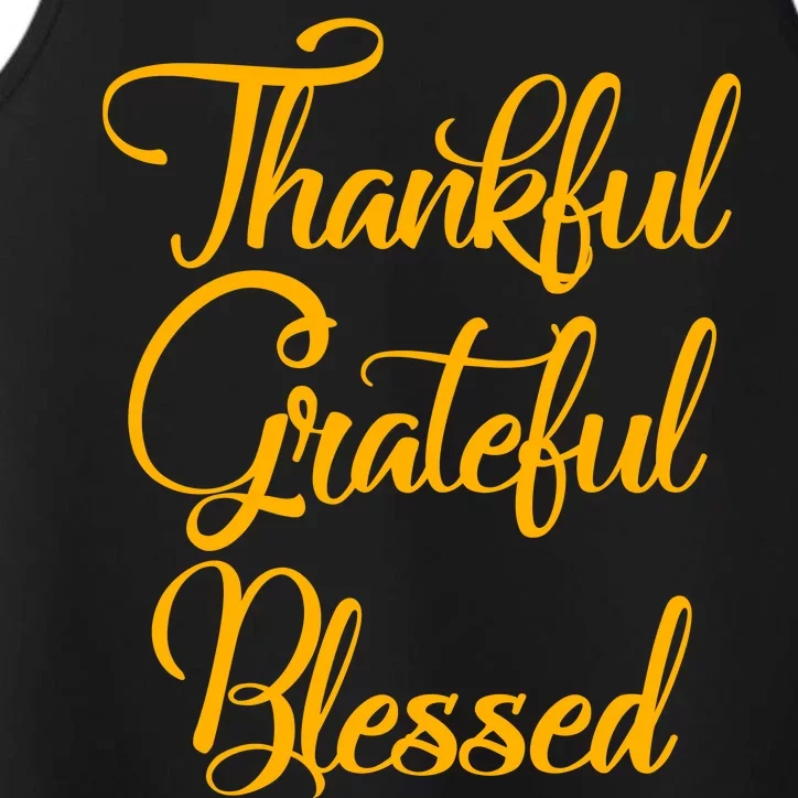 Thankful Grateful Blessed Gold Thanksgiving Logo Performance Tank