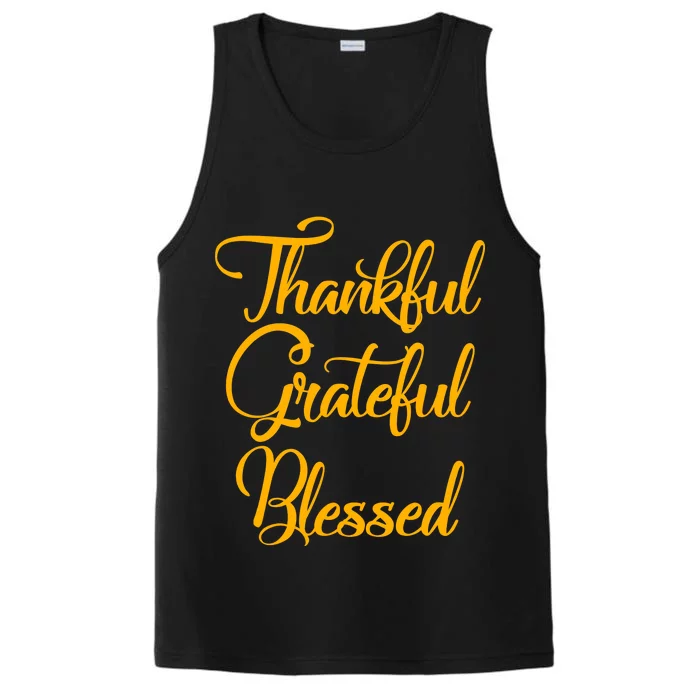 Thankful Grateful Blessed Gold Thanksgiving Logo Performance Tank