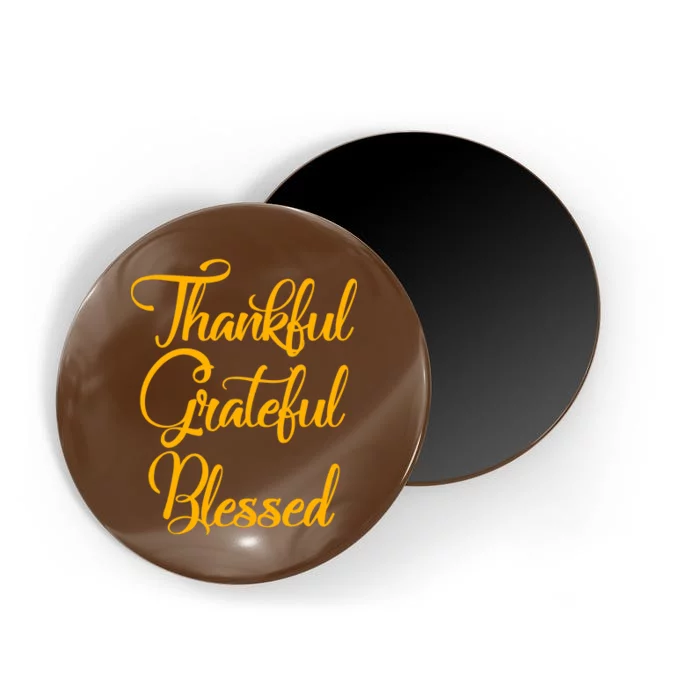 Thankful Grateful Blessed Gold Thanksgiving Logo Magnet