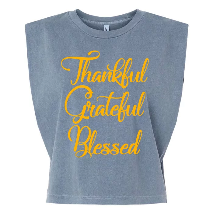 Thankful Grateful Blessed Gold Thanksgiving Logo Garment-Dyed Women's Muscle Tee