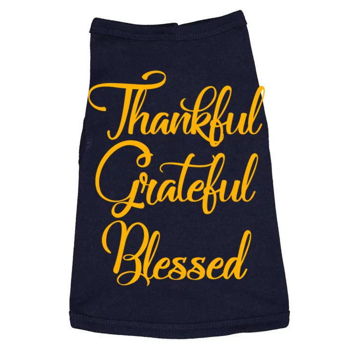 Thankful Grateful Blessed Gold Thanksgiving Logo Doggie Tank