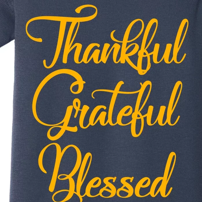 Thankful Grateful Blessed Gold Thanksgiving Logo Baby Bodysuit