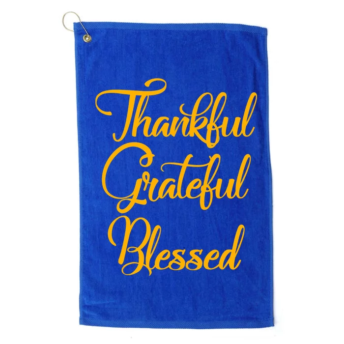 Thankful Grateful Blessed Gold Thanksgiving Logo Platinum Collection Golf Towel