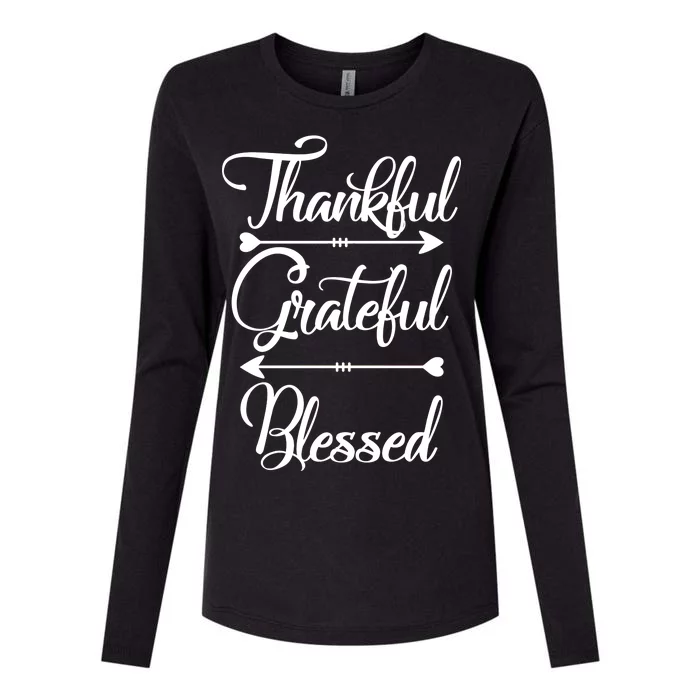 Thankful Grateful Blessed Thanksgiving Day Womens Cotton Relaxed Long Sleeve T-Shirt