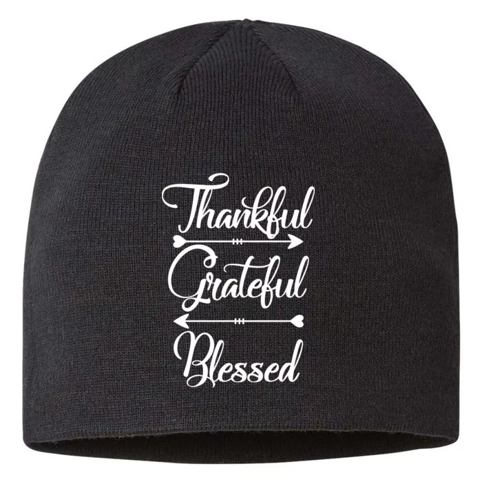 Thankful Grateful Blessed Thanksgiving Day 8 1/2in Sustainable Knit Beanie