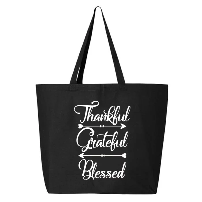 Thankful Grateful Blessed Thanksgiving Day 25L Jumbo Tote