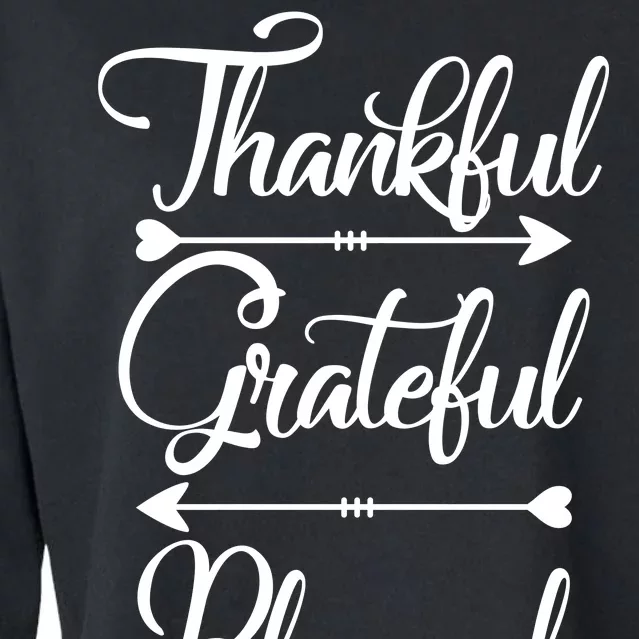 Thankful Grateful Blessed Thanksgiving Day Cropped Pullover Crew