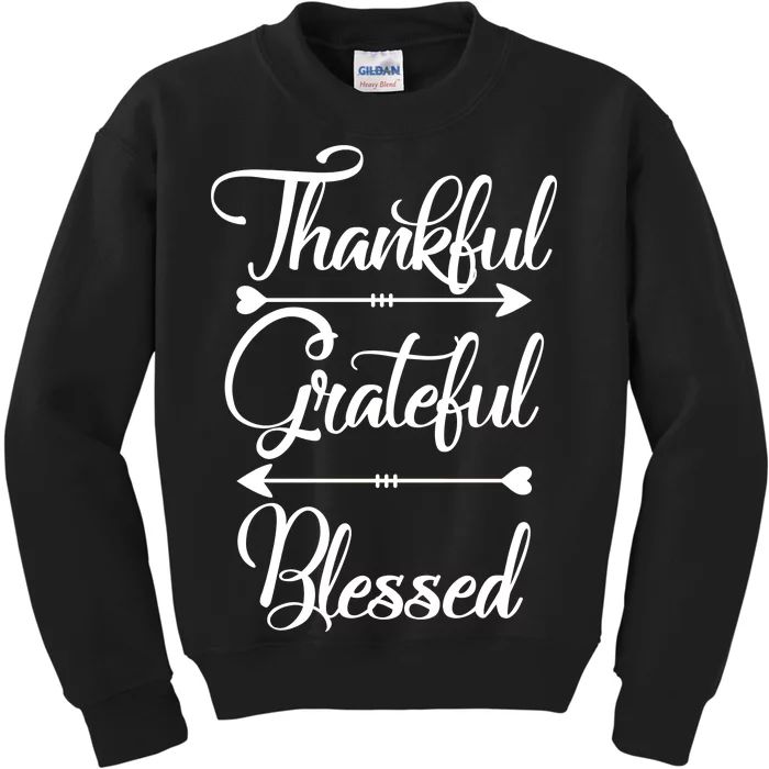 Thankful Grateful Blessed Thanksgiving Day Kids Sweatshirt