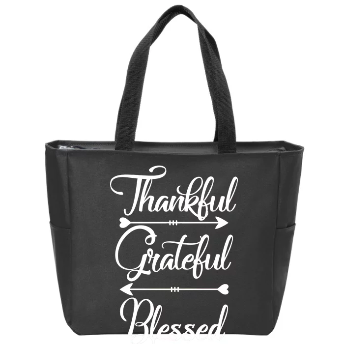 Thankful Grateful Blessed Thanksgiving Day Zip Tote Bag