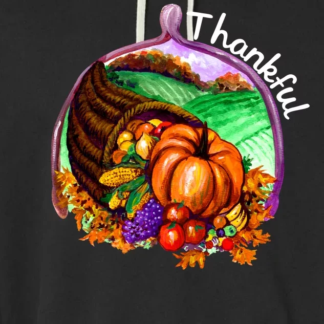 Thankful Pumpkin Fall Thanksgiving Garment-Dyed Fleece Hoodie