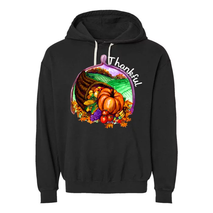 Thankful Pumpkin Fall Thanksgiving Garment-Dyed Fleece Hoodie