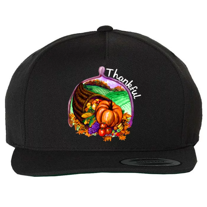 Thankful Pumpkin Fall Thanksgiving Wool Snapback Cap