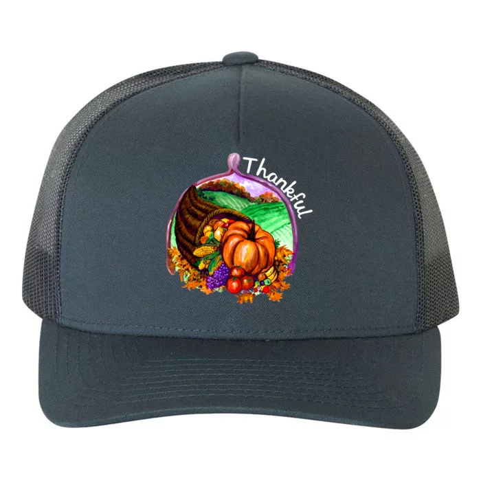 Thankful Pumpkin Fall Thanksgiving Yupoong Adult 5-Panel Trucker Hat