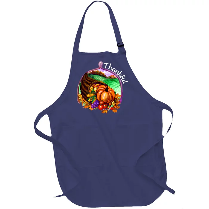 Thankful Pumpkin Fall Thanksgiving Full-Length Apron With Pocket