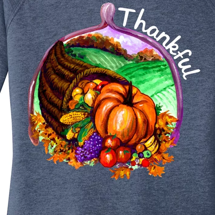 Thankful Pumpkin Fall Thanksgiving Women's Perfect Tri Tunic Long Sleeve Shirt