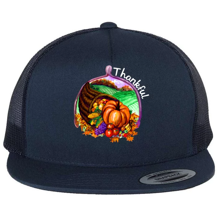 Thankful Pumpkin Fall Thanksgiving Flat Bill Trucker Hat