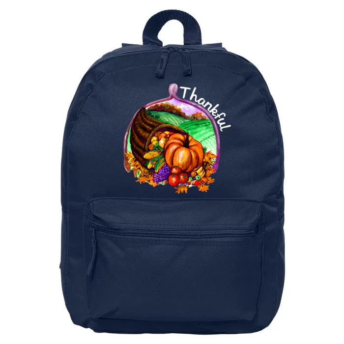 Thankful Pumpkin Fall Thanksgiving 16 in Basic Backpack