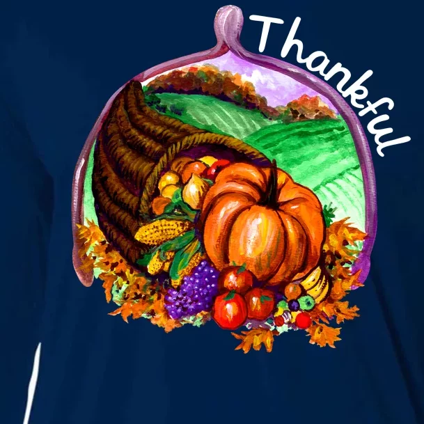 Thankful Pumpkin Fall Thanksgiving Cooling Performance Long Sleeve Crew